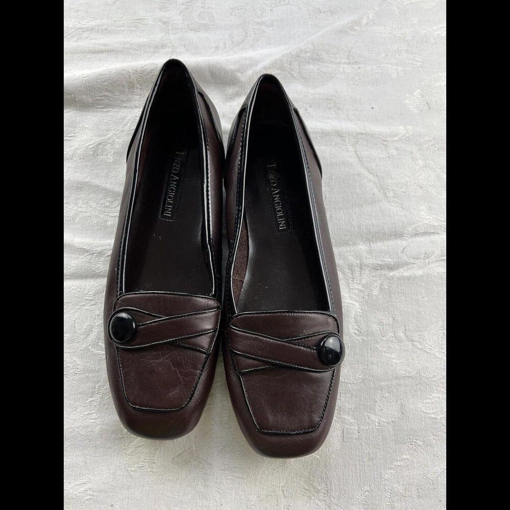 Enzo Angiolini Womens Shoes Size 5.5 M Brown Leather Loafer Flats Leather Sole